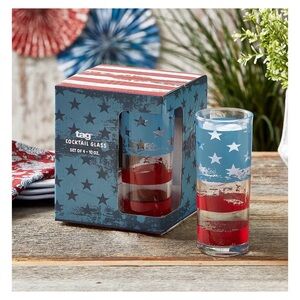 TAG Patriotic America Flag Highball Glasses Set of Four NWT